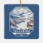 Ornement En Céramique Telluride Colorado Winter Travel Art Vintage<br><div class="desc">Telluride Design d'art hivernal présentant le paysage hivernal.</div>