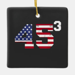 Ornement En Céramique Tenez-vous avec 45 Pro Trump Drapeau USA 4 juillet