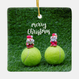 Ornement En Céramique Tennis Joyeux Noël avec le Père Noël en vert