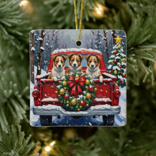 Ornement En Céramique Tervueren Australien Noël Camion Rouge Fêtes