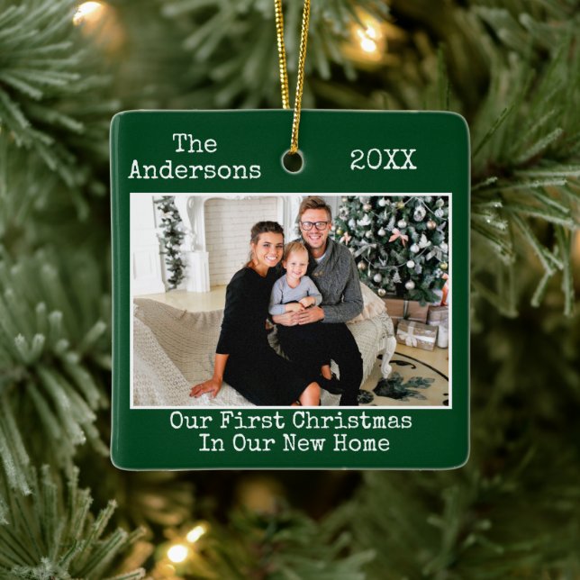 Ornement En Céramique Texte de machine à écrire Premier Noël Nouvelle ma (Arbre)