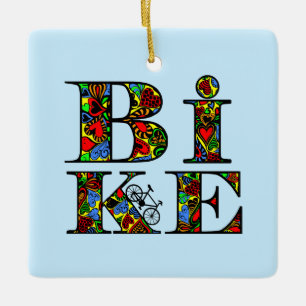 Ornement En Céramique Texte du vélo plein coeur