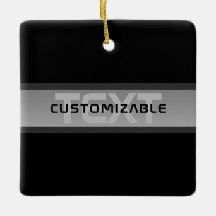 Ornement En Céramique Texte en calques personnalisable moderne   Noir et