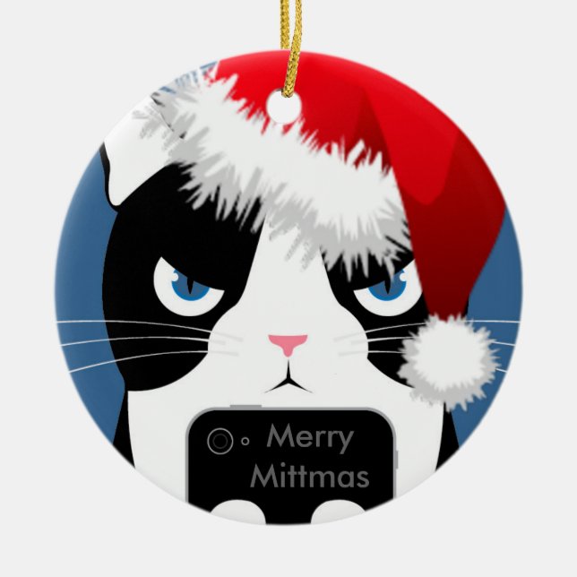 Ornement En Céramique Textes d'ornement rond de Noël de mitaines (Devant)