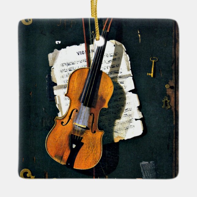 Ornement En Céramique The Old Violin, fine art painting (Devant)