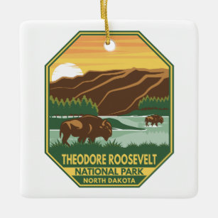 Ornement En Céramique Théodore Roosevelt Parc national Bison Retro
