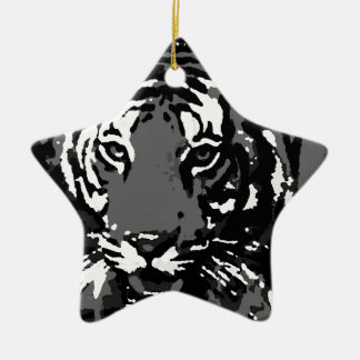 Ornement En Céramique Tigre noir blanc Pop Art
