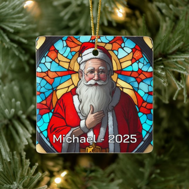 Ornement En Céramique Timeless Stained Glass Santa (Arbre)