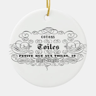 Ornement En Céramique toiles français vintages de coton de typographie