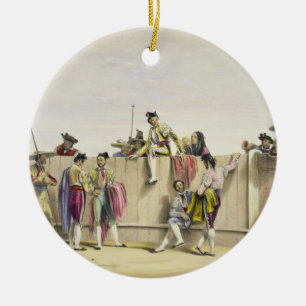 Ornement En Céramique Toreros reposant entre les taureaux, 1865 (couleur