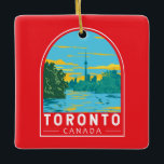 Ornement En Céramique Toronto Canada Travel Art Vintage<br><div class="desc">Conception de déplacement vectoriel rétroviseur de Toronto. Toronto,  la capitale de la province de l’Ontario,  est une grande ville canadienne le long de la rive nord-ouest du lac Ontario.</div>