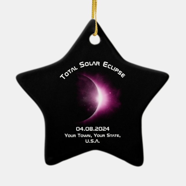 Ornement En Céramique TOTAL PERSONNALISÉ SOLAR ECLIPSE 2024 Ceramic Star (Dos)