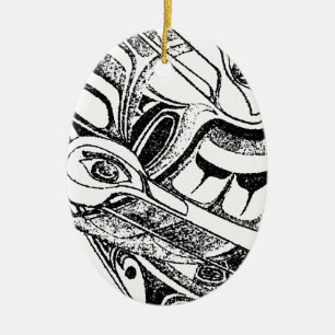Ornement En Céramique Totem indigène Raven de côte Pacifique de nanowa