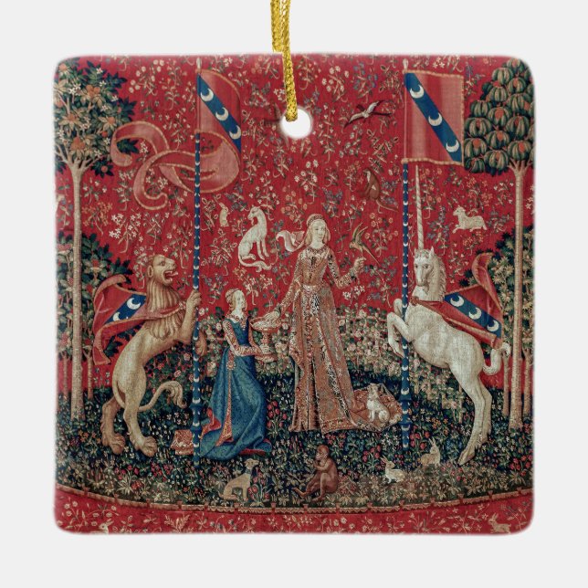 Ornement En Céramique Touche Lady and Unicorn Medieval (Devant)