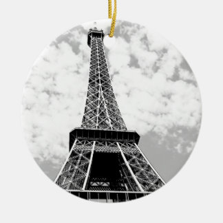Ornement En Céramique Tour Eiffel Vintage Noir & Blanc Paris