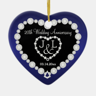Ornement En Céramique Tout anniversaire Mariage Sapphire Blue Texte
