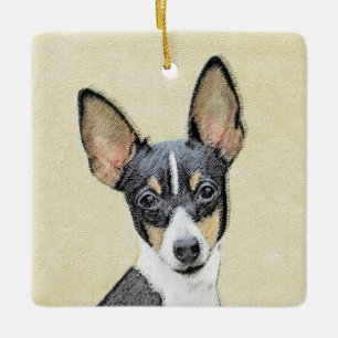 Ornement En Céramique Toy Fox Terrier Peinture - Cute Original Chien Art
