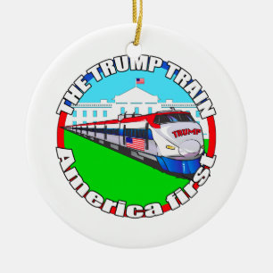 Ornement En Céramique Train Amérique d'atout d'abord