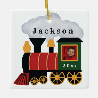 Ornement En Céramique Train de Noël photo personnalisée