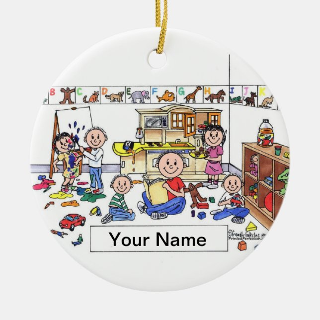 Ornement En Céramique Travailleur de soin de jour - mâle (Devant)