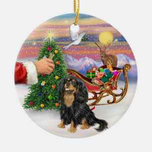 Ornement En Céramique Treat for a black and Tan Cavalier King Charles Sp