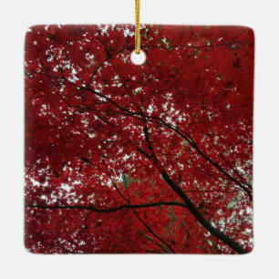 Ornement En Céramique Tree Fall Season Red Brown Autumn Leaves