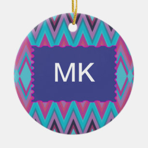 Ornement En Céramique Tribal pourpre et Aqua