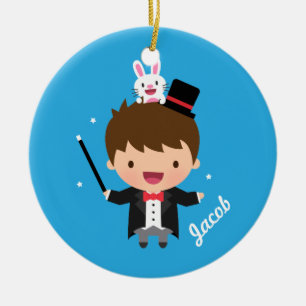 Ornement En Céramique Trick de Magicien Mignon Lapin Magique Pour Enfant