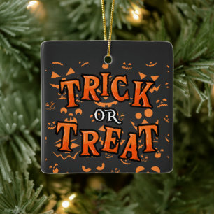 Ornement En Céramique Trick ou Treat Ornamy Halloween Carré Céramique