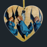 Ornement En Céramique TROIS ANGELS Bleu Sapphire Coeur<br><div class="desc">Design élégant,  artistique et classique,  élaboré à partir d'une peinture Renaissance.</div>