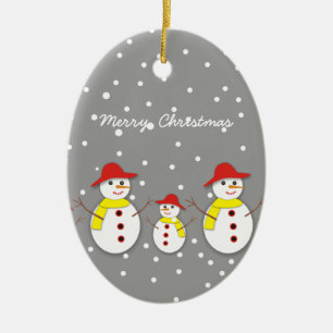 Ornement En Céramique Trois mignons bonhommes de neige coutume décoratio