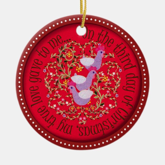 Ornement En Céramique Trois poules françaises (Devant)