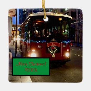 Ornement En Céramique Trolley De Noël À Chicago