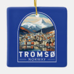 Ornement En Céramique Tromso Norvège Travel Art Vintage<br><div class="desc">Conception de déplacement vectoriel rétro Tromso. Tromsø est une ville de la municipalité de Tromsø dans le comté de Troms,  en Norvège.</div>