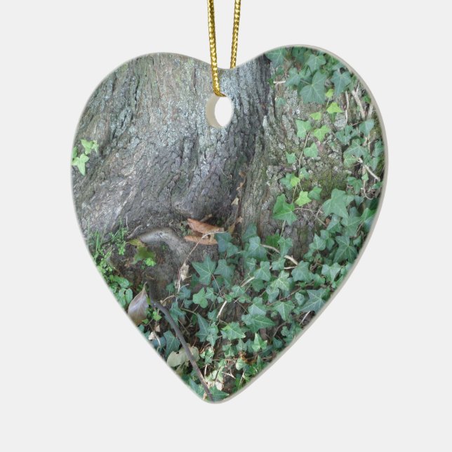 Ornement En Céramique Tronc d'arbre et lierre en forêt (Gauche)