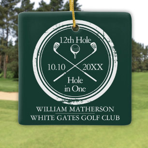 Ornement En Céramique Trou De Golf Personnalisé En Un Vert Émeraude Rétr