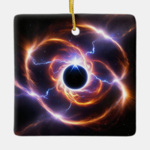 Ornement En Céramique Trou Noir avec Flares Plasma et Éclairage