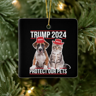 Ornement En Céramique Trump 2024 Protégez nos animaux Chiens de chat MAG