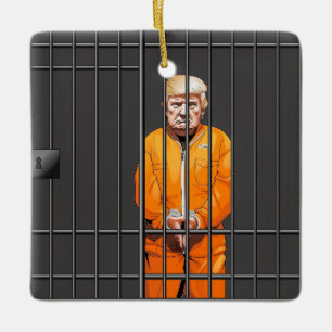 Ornement En Céramique Trump en prison Carré en céramique