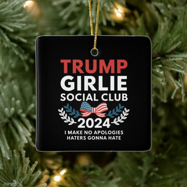 Ornement En Céramique Trump Girlie Coquette Social Club Bow Election (Arbre)