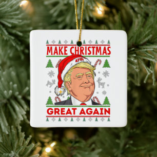 Ornement En Céramique Trump Joyeux Noël, Donald Trump