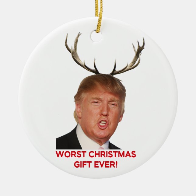 Ornement En Céramique Trump, le pire cadeau de Noël jamais fait ! Orneme (Devant)