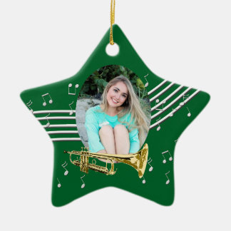 Ornement En Céramique Trumpet Music Green Star Ceramic Ornament