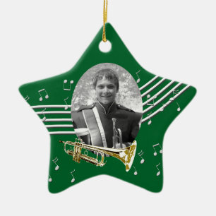 Ornement En Céramique Trumpet Music Green Star Ceramic Ornament