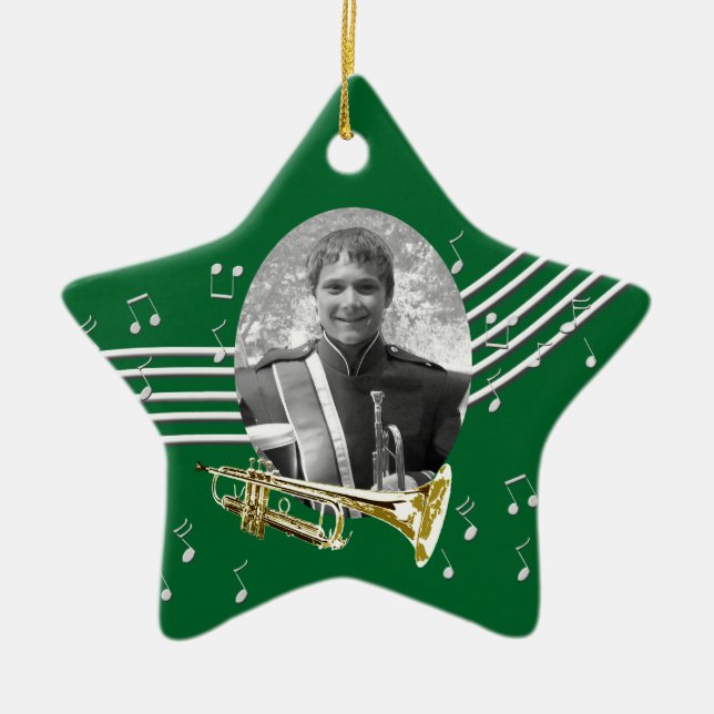 Ornement En Céramique Trumpet Music Green Star Ceramic Ornament (Devant)
