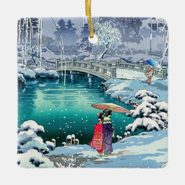 Ornement En Céramique Tsuchiya Koitsu - Neige de printemps à Maruyama (Devant)