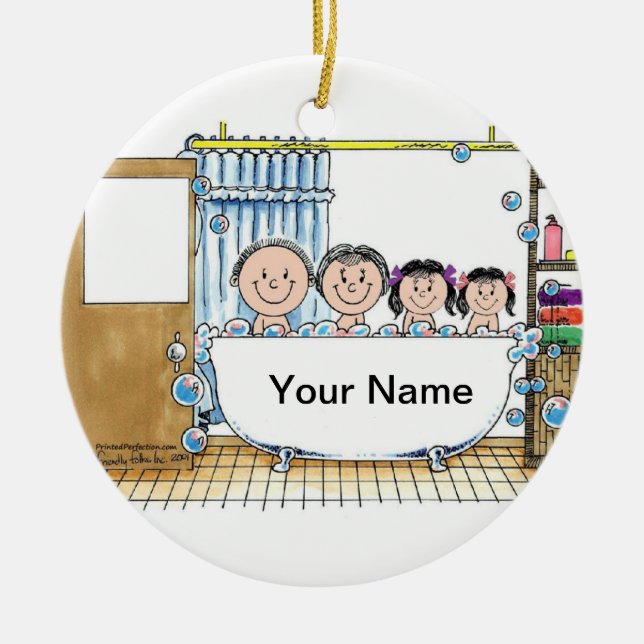 Ornement En Céramique Tub Time, deux filles (Devant)