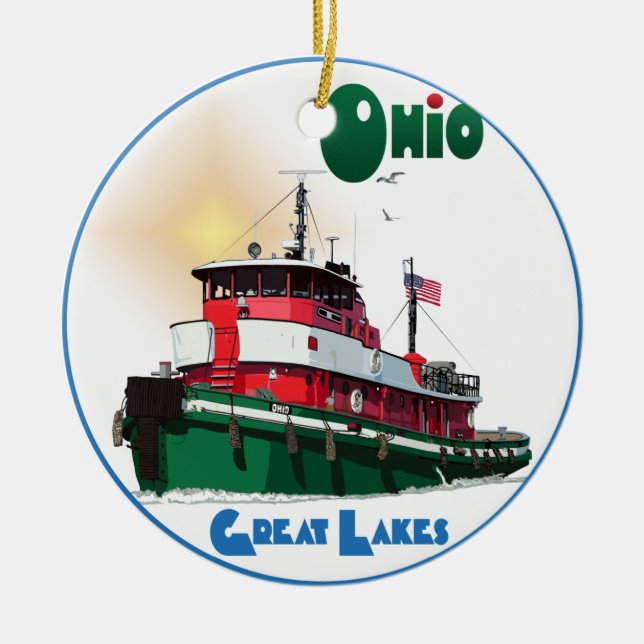Ornement En Céramique Tugboat Ohio (Devant)