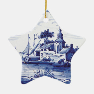 Ornement En Céramique Tuile bleue traditionnelle néerlandaise