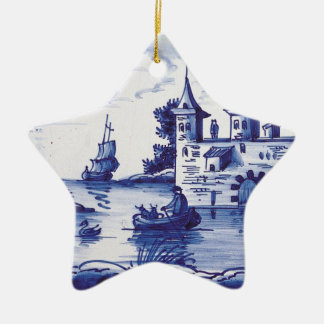 Ornement En Céramique Tuile bleue traditionnelle néerlandaise